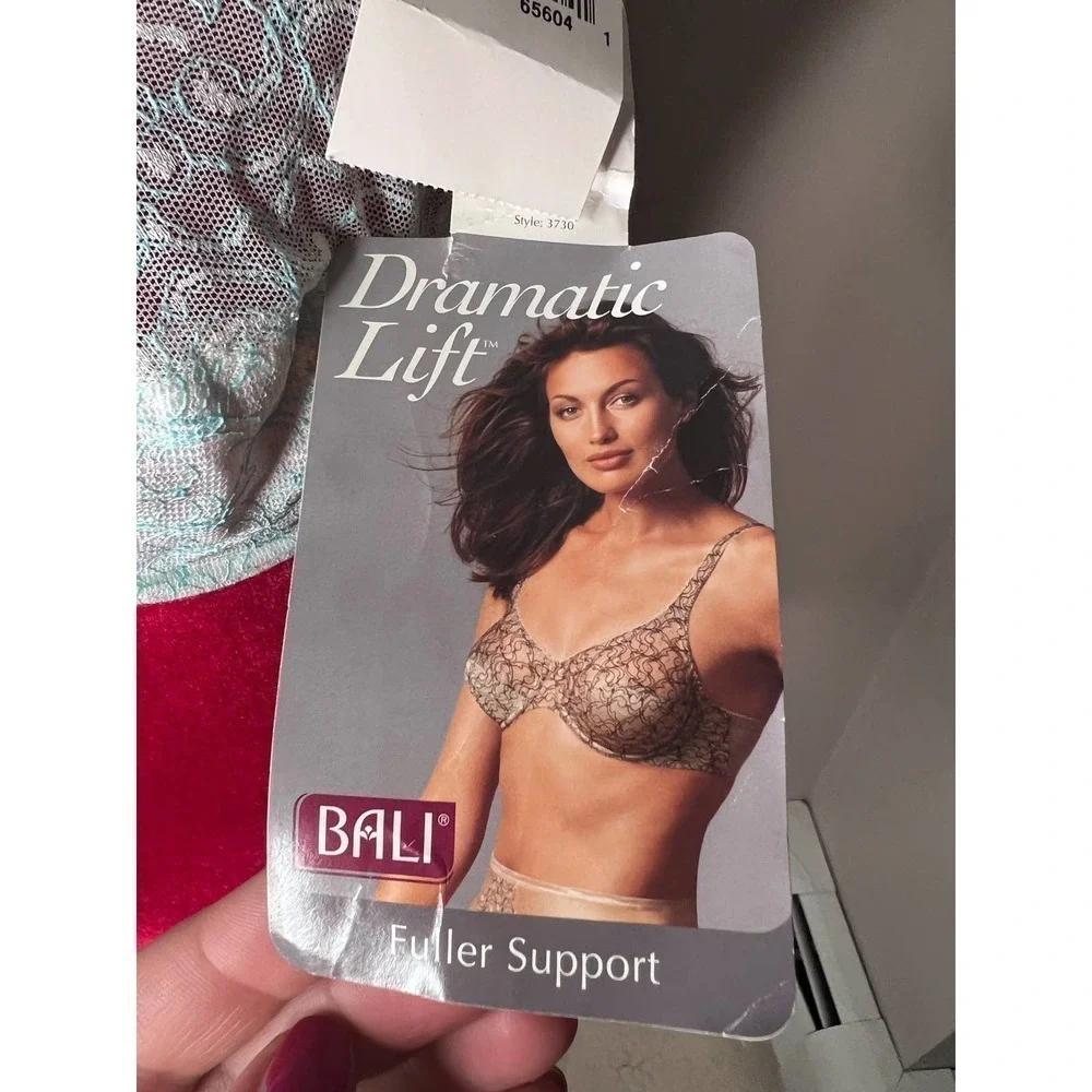 NWT Bali Lift‎ Full Support underwire bra 36C white blue